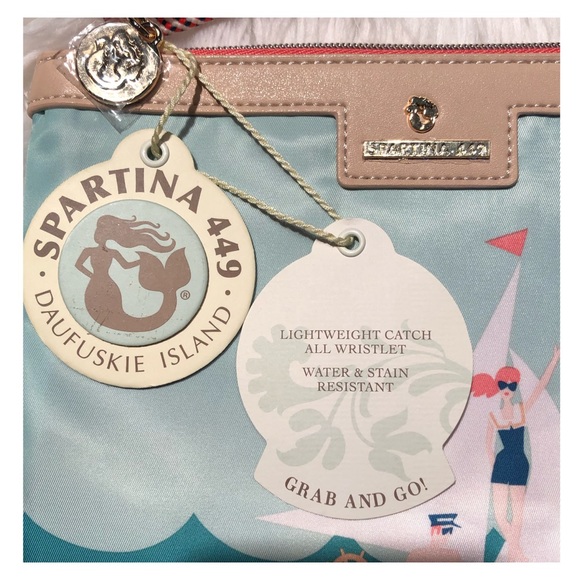 SPARTINA 449 Blue Cream Beach Bag Wristlet NWT - Picture 4 of 6